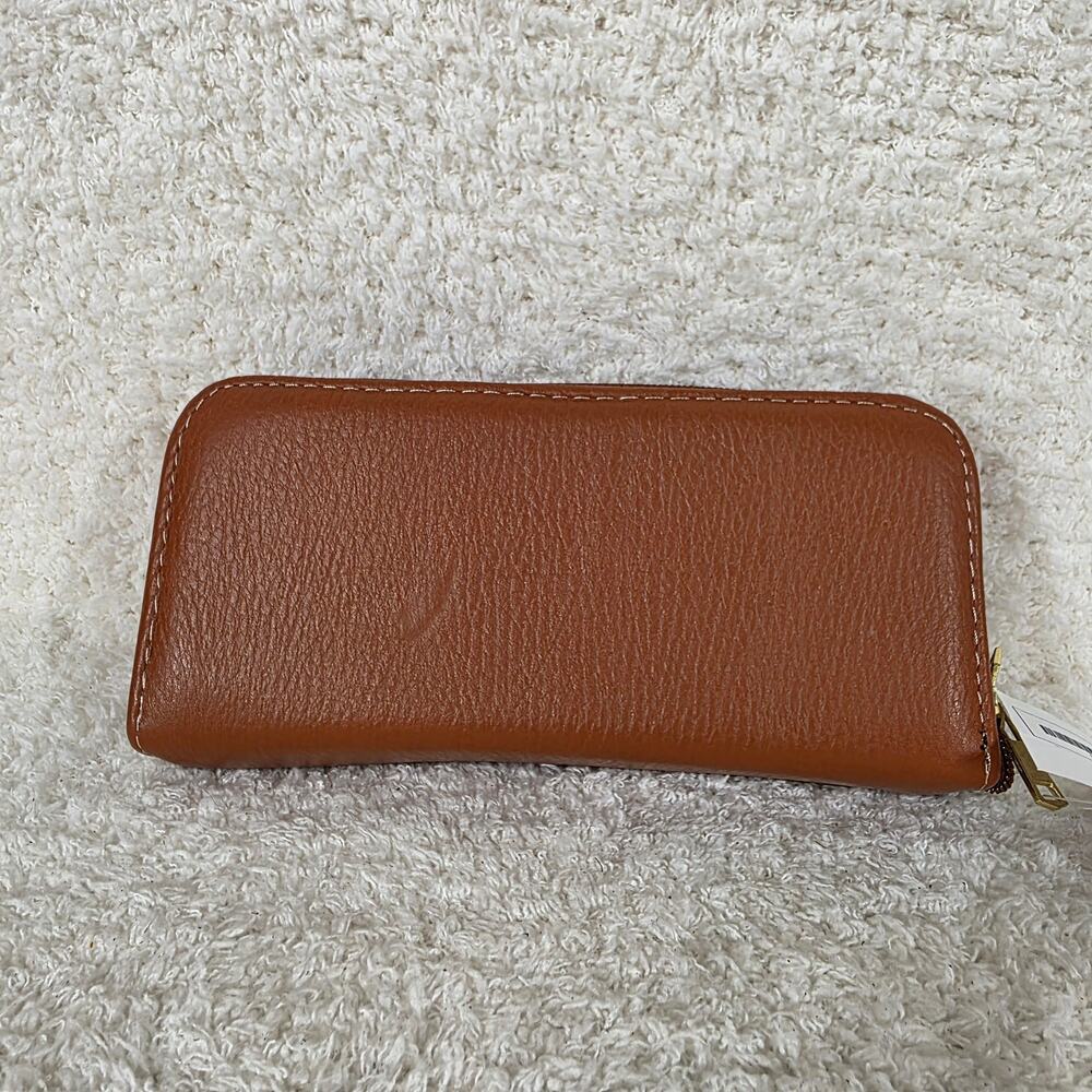 Mexican Handmade Honey Brown Bifold Zip-Around Leather Wallet